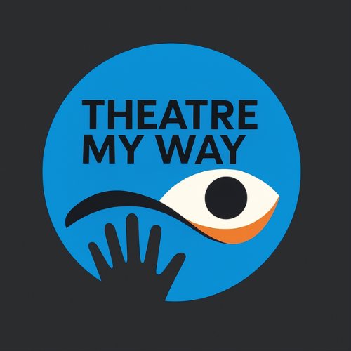 The Theatre My Way logo: a bright blue circle holding the words ‘Theatre My Way’ above a stylised eye and an open hand.